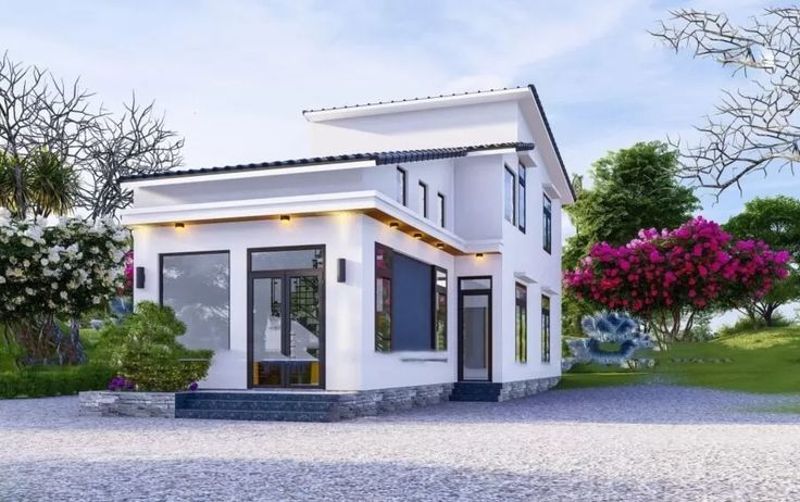 Mẫu mặt tiền nhà vườn gác lửng 5m mang đến không gian sống gần gũi thiên nhiên, tạo cảm giác thư giãn mỗi ngày