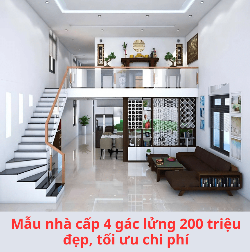 Mẫu nhà cấp 4 gác lửng 200 triệu đẹp, tối ưu chi phí