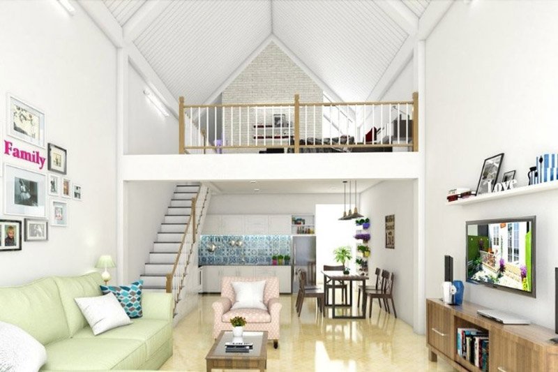 Mẫu nhà đẹp 1 tầng có gác lửng 300 triệu ở nông thôn tối giản