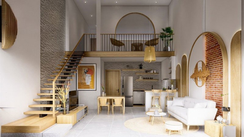 Thiết kế nhà gác lửng 500 triệu với hệ vách ngăn phòng ngủ hài hòa, ấn tượng