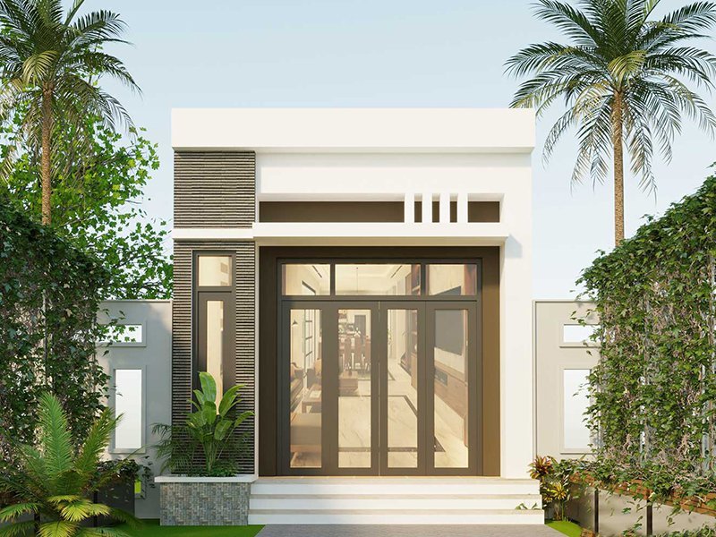 Mẫu nhà cấp 4 mái bằng 5x20 đẹp vùng nông thôn