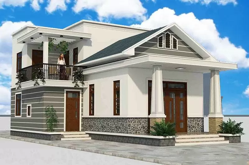 Nhà cấp 4 mái Thái 3 phòng ngủ có gác lửng hiện đại, thẩm mỹ cao