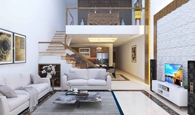 Nhà cấp 4 gác lửng 3 phòng ngủ 1 phòng thờ đơn giản