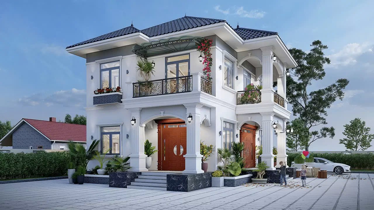 Mẫu nhà biệt thự 2 tầng mái Nhật
