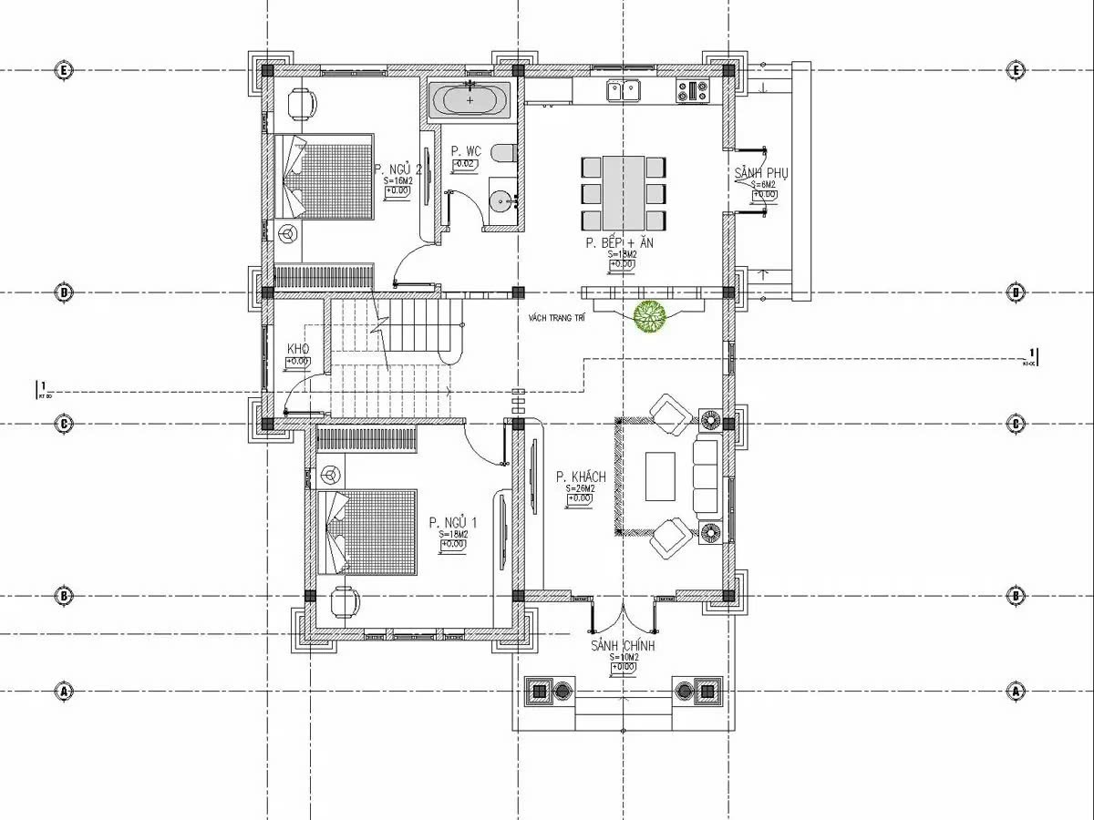 Bản vẽ nhà mái Nhật 2 tầng giá rẻ