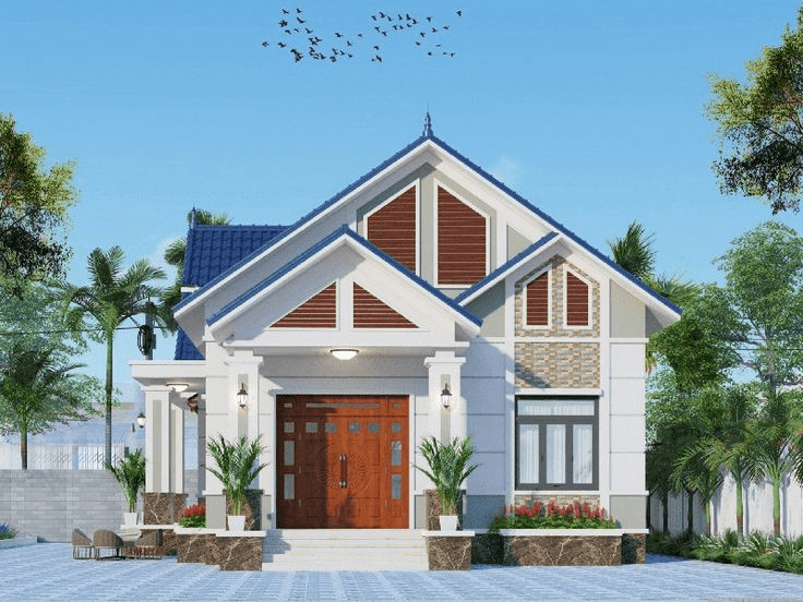 Mẫu nhà mái Thái 1 tầng giá 500 triệu phù hợp xây dựng tại nông thôn hoặc vùng ven đô thị 