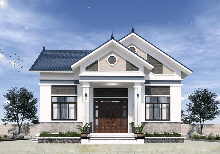 Mẫu nhà cấp 4 đẹp mái Thái 1 tầng đơn giản phù hợp với gia đình nhỏ và chi phí xây dựng hạn chế 