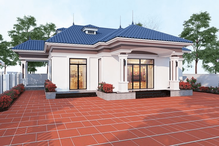 Mẫu nhà mái Thái 1 tầng diện tích 100m2 phù hợp với cả khu vực thành thị và nông thôn 