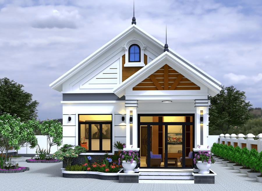 Mẫu nhà cấp 4 3 phòng ngủ 300 triệu thiết kế mái Thái được bố trí một cách hợp lý, khoa học và hiện đại 